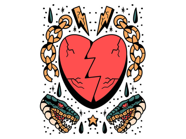 Bad love tattoo flash t shirt template