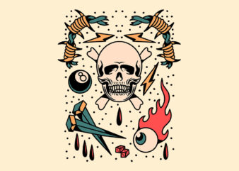 bad skull tattoo flash