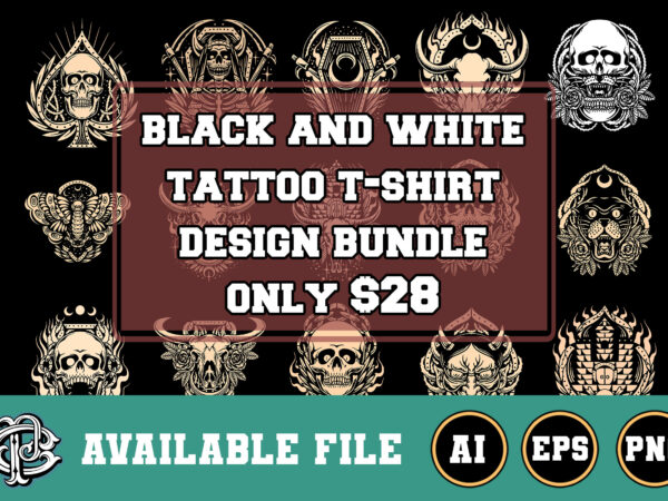 Black and white tattoo design bundle only $28