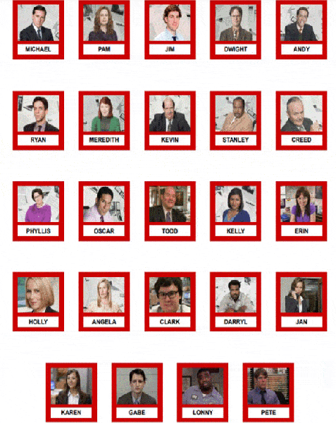 Guess Who THE OFFICE Edition Edition | DIY Guess Who Printable Cut File Game Pieces – Fun PNG