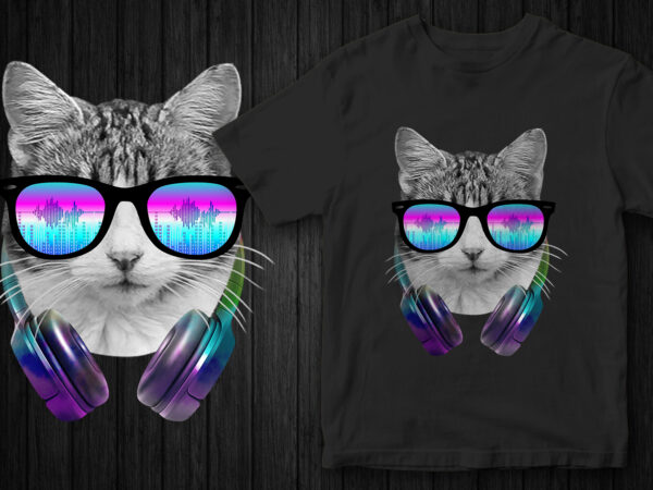 Dj cat, cat lover, cat cool graphic t-shirt design, instant download, cat music, cat graphic, cat niche t-shirts