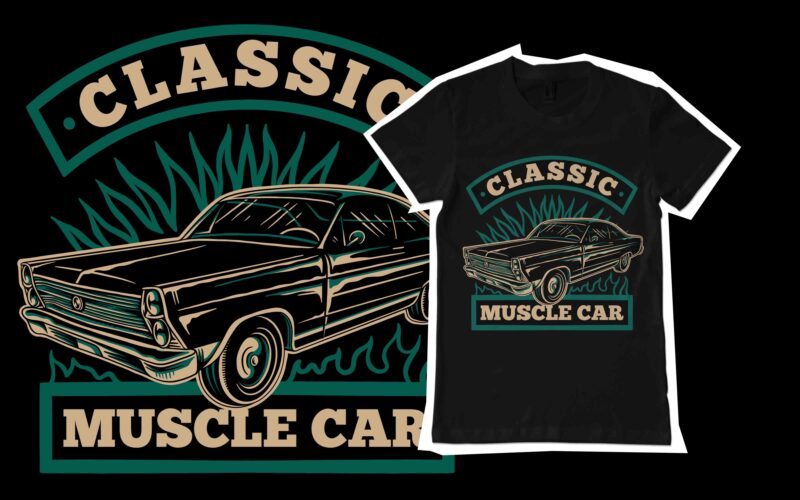 classic muscle car tshirt template