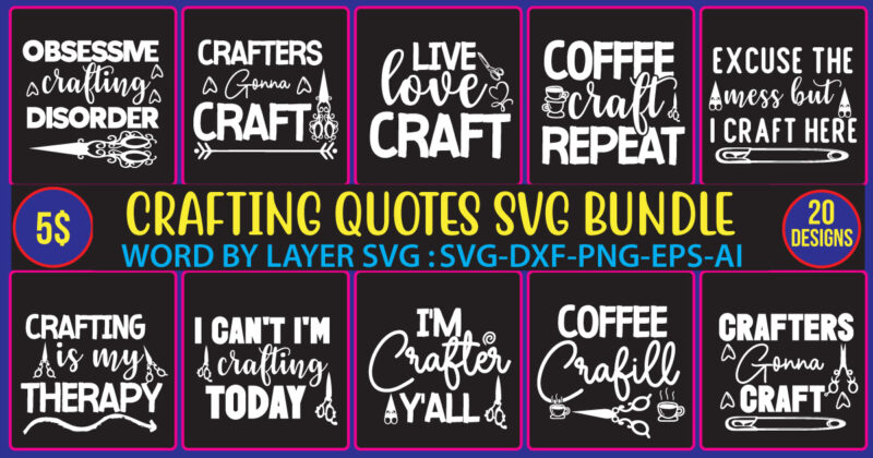 Crafter Bundle SVG, Crafter Quotes Svg, Crafting Svg, Craft Room Svg, Vinyl Svg, Scrapbooking, Crafter Sayings Svg, Cut Files, Silhouette,Crafters SVG Bundle, Craft SVG, Crafting SVG, Craft Room svg, Funny