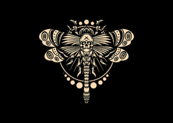 dark dragonfly t shirt vector illustration