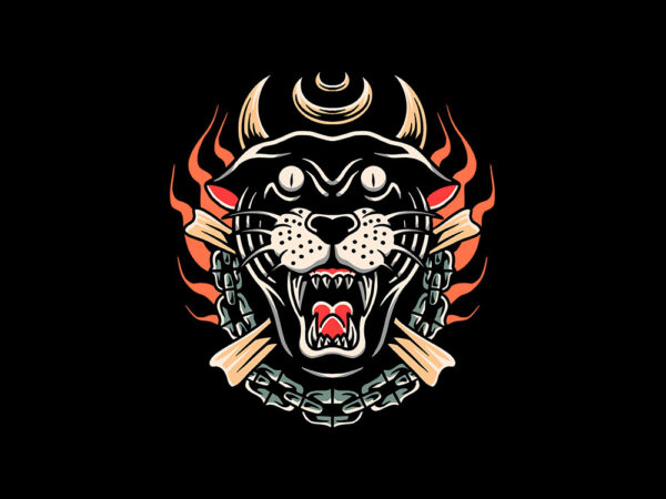 Demonic panther t shirt vector illustration