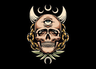 demonic skull t shirt vector illustration