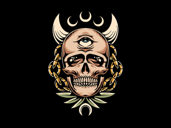 Demonic skull t shirt vector illustration
