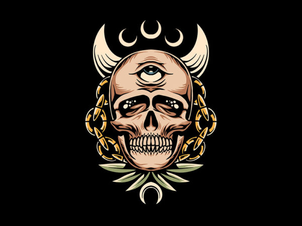 Demonic skull t shirt vector illustration