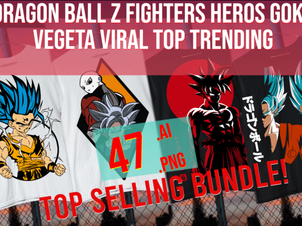 Dragon ball z fighters hero goku vegeta viral top trending sayian super hero t shirt vector illustration