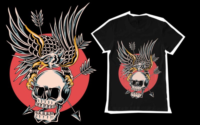 Eagle and skull t-shirt template