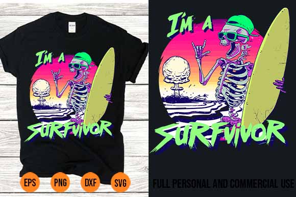 Svg i am a surfvivor t-shirt design png vector best new 2022