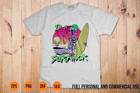 SVG I Am a Surfvivor T-Shirt Design png vector Best New 2022