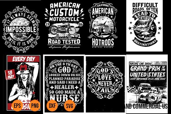 46 Tshirt Designs Bundle Vector Art