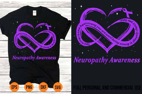I wear purple for neuropathy awareness warrior t-shirt design