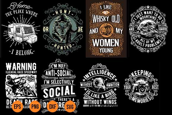 46 Tshirt Designs Bundle Vector Art