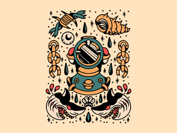 Ocean tattoo flash t shirt design online