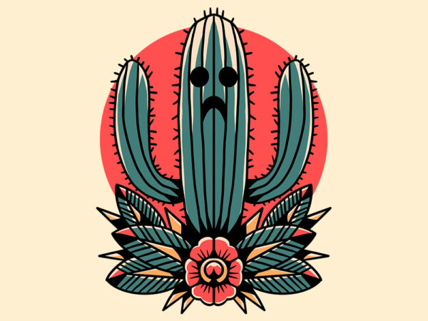 Oldschool cactus t shirt design online