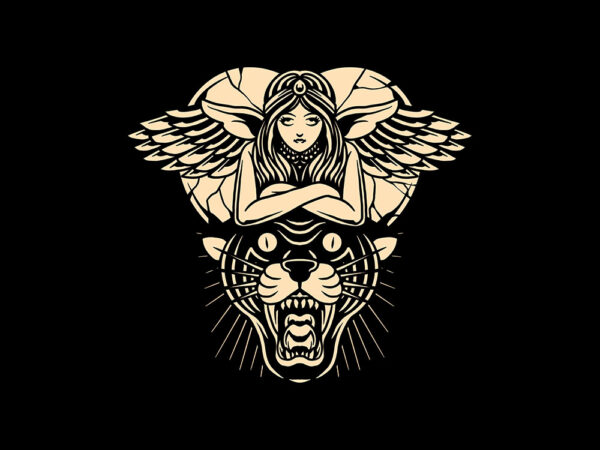 Panther angel t shirt illustration