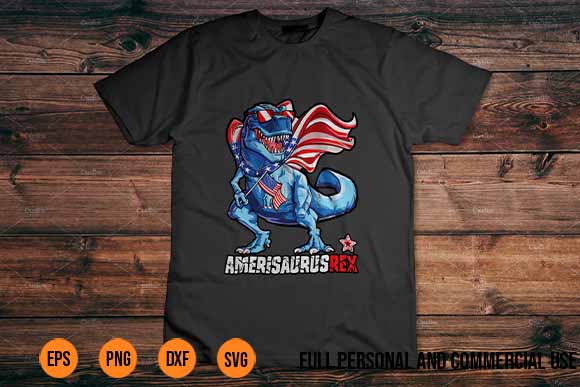 Dinosaur 4th of july kids boys men amerisaurus t rex best 2022 t shirt vector illustration