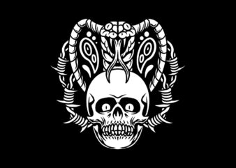 skull and cobra t shirt template vector