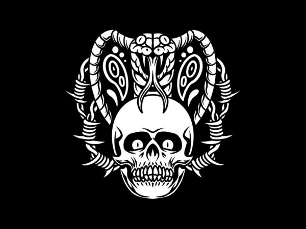 Skull and cobra t shirt template vector