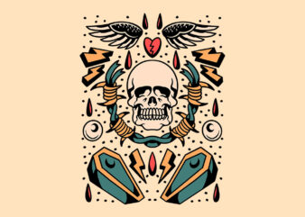 skull coffin flash t shirt template vector