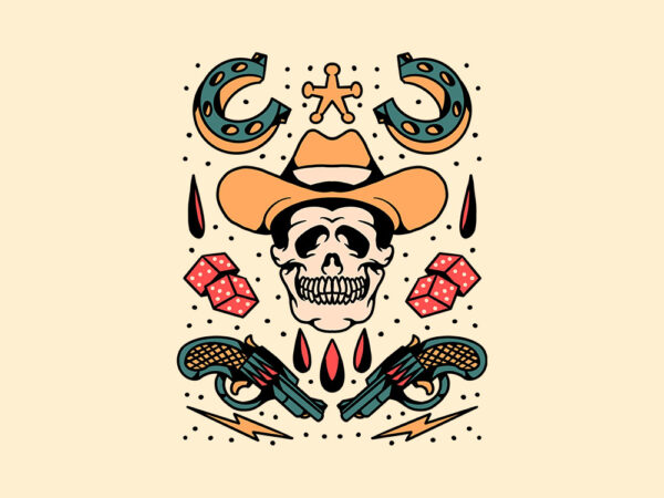 The cowboy tattoo flash t shirt designs for sale