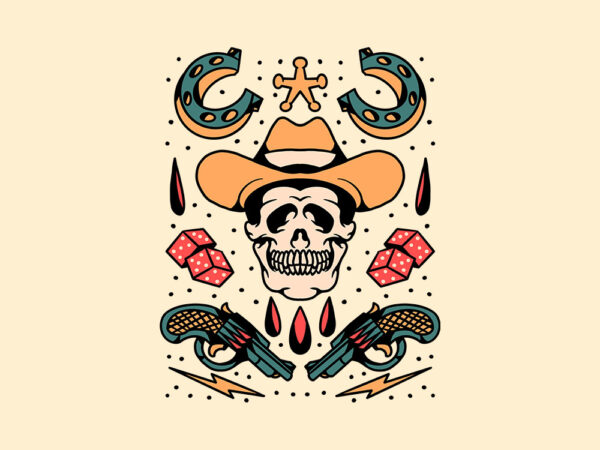 The cowboy tattoo flash t shirt designs for sale
