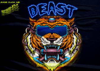 Tiger cyber Beast t shirt designs for sale