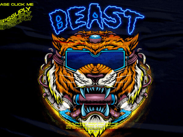 Tiger cyber beast t shirt designs for sale