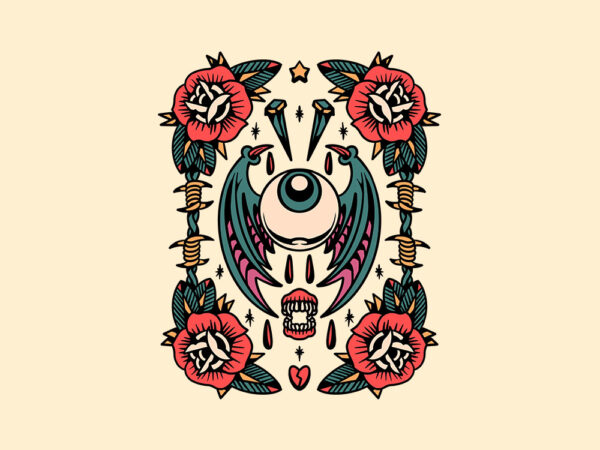 Vampire eye tattoo flash t shirt vector art