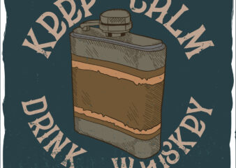 A flask with whiskey inside, t-shirt design