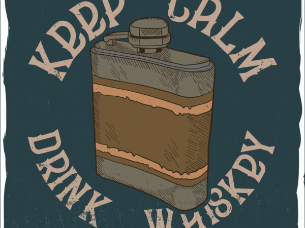 A flask with whiskey inside, t-shirt design