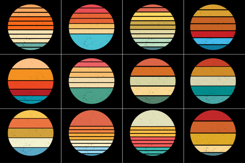 Sunset Retro Vintage Vector Bundle for T-Shirt Design