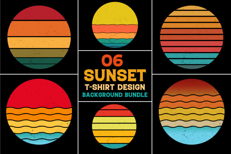 Sunset Vintage Colorful Background for T-Shirt Design