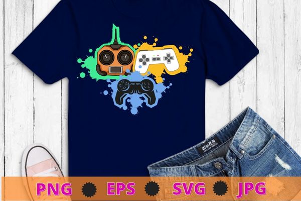 Video game remote control color splash funny video gamer color T-shirt design svg, Video game remote control color splash png,