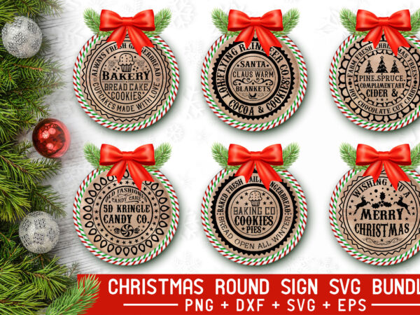 Christmas round sign svg bundle t shirt vector file