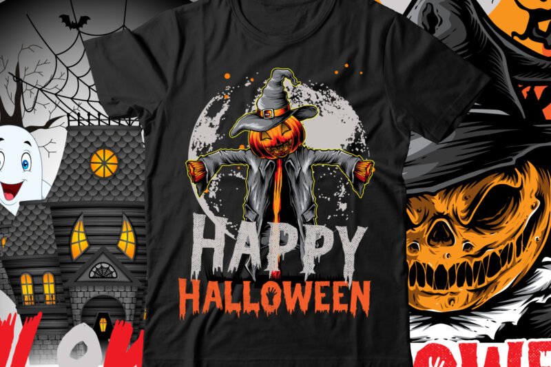 Happy Halloween T-Shirt Design , Halloween t-shirt design bundle,halloween t-shirt design bundle, halloween t-shirt bundle, halloween bundle, halloween couple bundle, couple png svg,me and her bundle,halloween t-shirt design bundle,halloween t-shirt