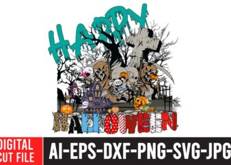 Happy Halloween Sublimation Design , Halloween Sublimation Bundle , Halloween PNG Print , Transparent Background , Sublimation PNG, Halloween Bundle Png, Trick or Treat Png, Spooky Vibes, Cowhide, Western PNG,