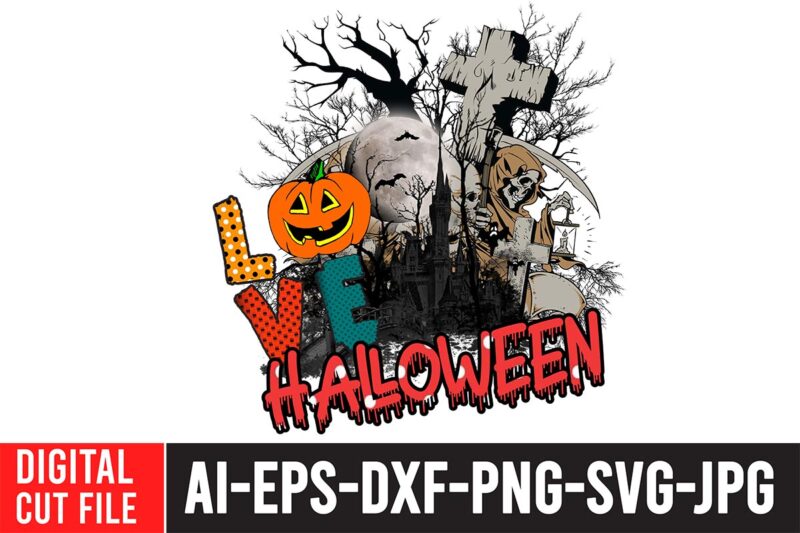 Love Halloween Sublimation Design , Halloween Sublimation Bundle , Halloween PNG Print , Transparent Background , Sublimation PNG, Halloween Bundle Png, Trick or Treat Png, Spooky Vibes, Cowhide, Western PNG,