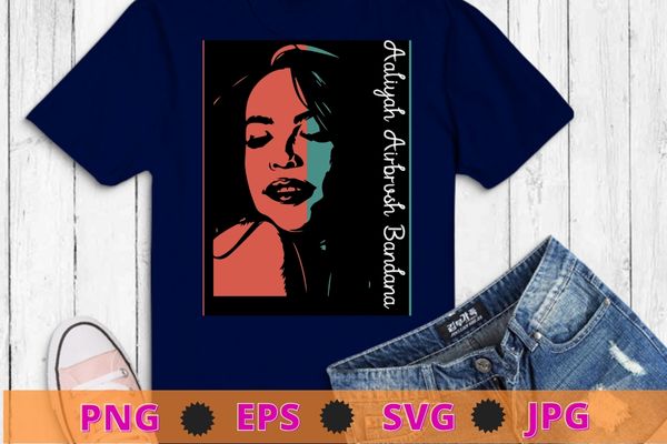 Aaliyah airbrush bandana photo t-shirt design svg, aaliyah airbrush bandana vintage,