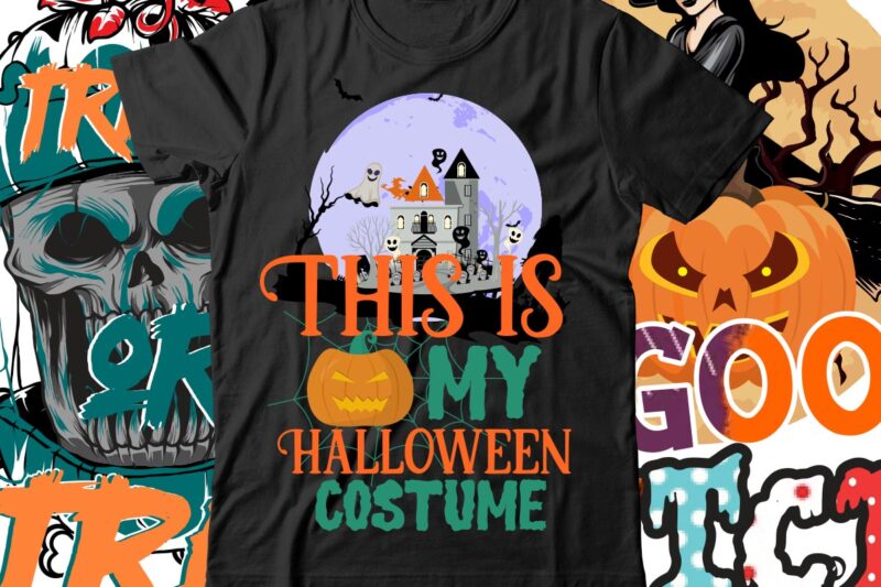 Thus is My Halloween Costume T-Shirt Design , Boo! T-Shirt Design , Boo! Sublimation Design , Halloween t shirt bundle, halloween t shirts bundle, halloween t shirt company bundle, asda
