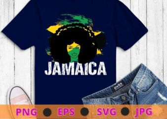 Jamaican black Girl, Jamaica afro girl, Jamaica woman flag flag T-shirt design svg