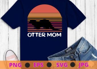 Vintage Otter mom gifts funny Sea Animal Otter Sunset T-shirt design svg, Otter Is My Spirit Animal Cute T-Shirt for Animal Lover