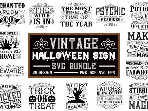 Vintage halloween sign svg bundle t shirt vector art