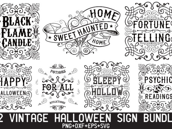 Vintage halloween sign bundle t shirt vector art