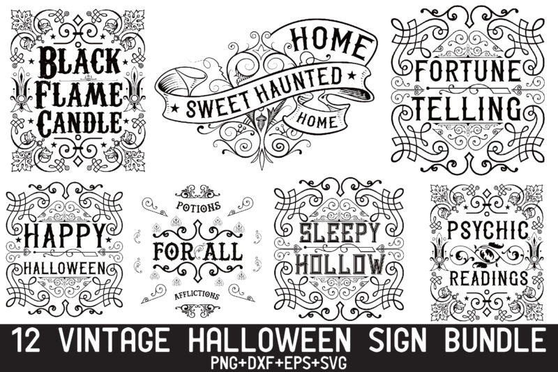 Vintage Halloween Sign Bundle