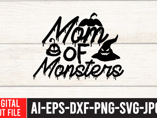 Mom of monsters t-shirt design,halloween svg, dinosaur skeleton svg, spooky saurus rex svg, kids cut files, funny t-rex with pumpkin svg, dxf, eps, png, silhouette, cricut,halloween svg bundle, halloween clipart,