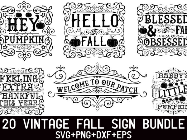 Vintage fall sign bundle t shirt vector art