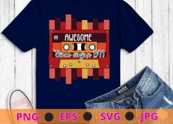 awesome since august 1971 png, vintage audio cassette vector T-shirt design svg, august 1971 birthday, 50th August Birthday 1971